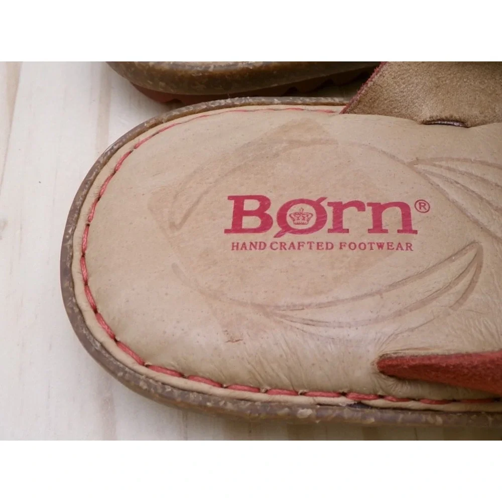 Born Mesilla Slide Sandals Womens Burnt Orange Size 8 M Slip On Leather Suede